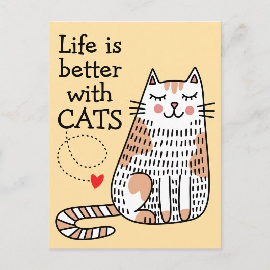 Het Leven Is Beter Met Katten Doodle Briefkaart (Voorkant)