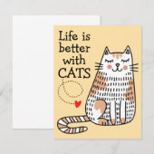 Het Leven Is Beter Met Katten Doodle Notitiekaartje (Voorkant / Achterkant)