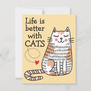 Het Leven Is Beter Met Katten Doodle Notitiekaartje