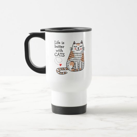 Het Leven Is Beter Met Katten Doodle Reisbeker (Links)