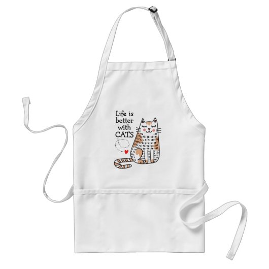 Het Leven Is Beter Met Katten Doodle Standaard Schort (Voorkant)