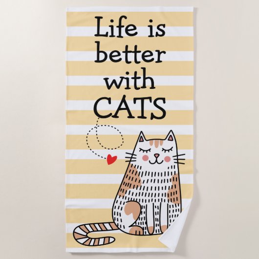 Het Leven Is Beter Met Katten Doodle Strandlaken (Voorkant)