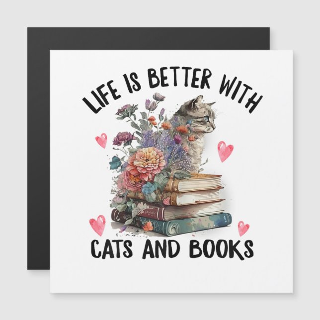 Het leven is beter met katten en boeken Grappige k (Voorkant / Achterkant)