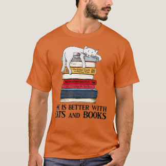 Het leven is beter met katten en boeken - kat boek t-shirt