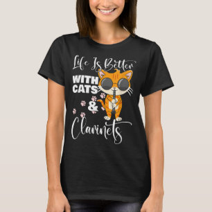Het leven is beter met katten en Clarinets Kat Cla T-shirt