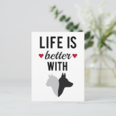 Het leven is beter met katten en honden, tekstontw briefkaart (Staand voorkant)