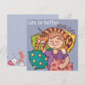 Het leven is beter met katten feestdagenkaart (Voorkant / Achterkant)
