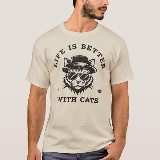 Het Leven Is Beter Met Katten Funny Minimalist T-shirt (Voorkant)