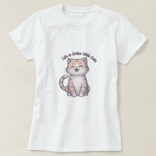 Het leven is beter met katten - Happy Cat Face T-s T-shirt