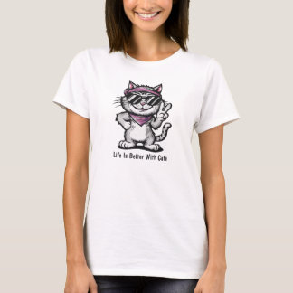 Het leven is beter met katten, kat T-shirt