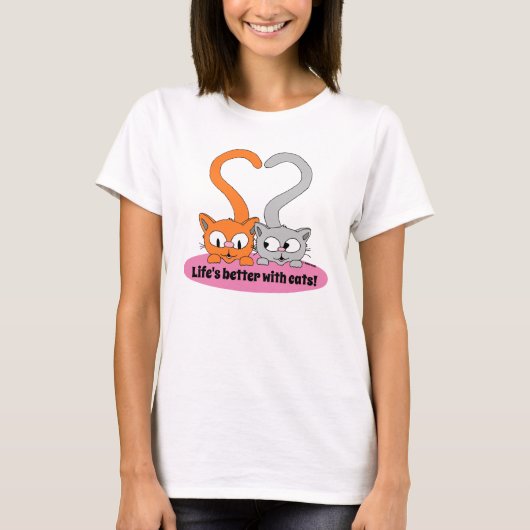 Het Leven Is Beter Met Katten Knuffelkatjes T-shirt (Voorkant)