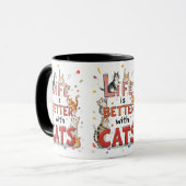 Het leven is beter met katten mok (Voorkant links)