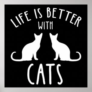 Het leven is beter met katten poster