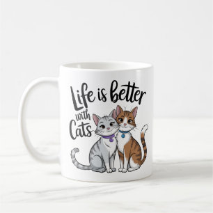 Het leven is beter met katten - Schattig kattenont Koffiemok