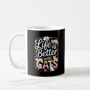 Het leven is beter met katten - Schattigee kattenl Koffiemok