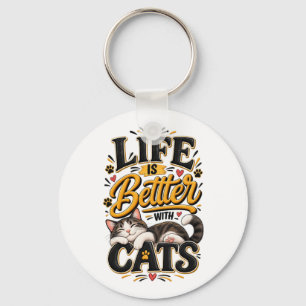 Het Leven Is Beter Met Katten Sleutelhanger
