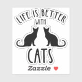 Het leven is beter met katten sticker (Vel)