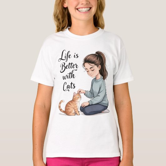 Het Leven Is Beter Met Katten T-shirt (Voorkant)