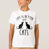 Het leven is beter met katten t-shirt (Voorkant)