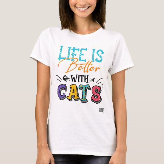 Het leven is beter met katten t-shirt (Voorkant)
