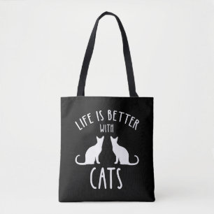 Het leven is beter met katten tote bag