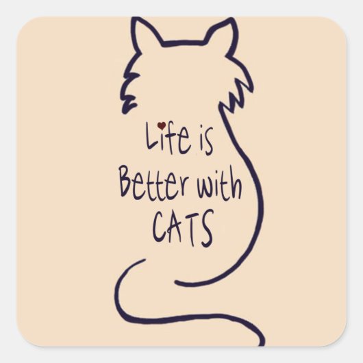 Het leven is beter met katten vierkante sticker (Voorkant)