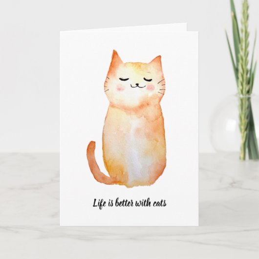 "Het leven is beter met katten" wenskaart Kaart (Voorkant)