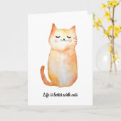 "Het leven is beter met katten" wenskaart Kaart (Gele Bloem)