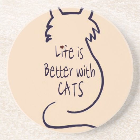 Het leven is beter met katten zandsteen onderzetter (Voorkant)