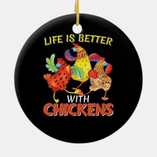 Het leven is beter met kippen keramisch ornament (Achterkant)