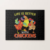 Het leven is beter met kippen legpuzzel (Horizontaal)
