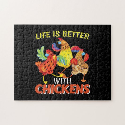 Het leven is beter met kippen legpuzzel (Horizontaal)