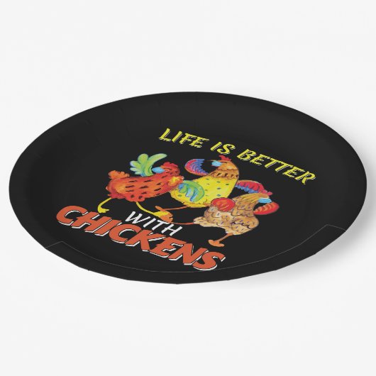 Het leven is beter met kippen papieren bordje (Gekanteld)