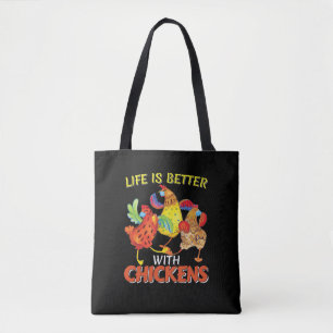 Het leven is beter met kippen tote bag