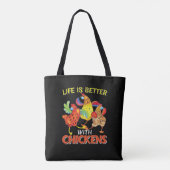 Het leven is beter met kippen tote bag (Achterkant)