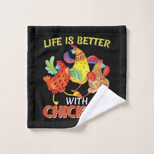 Het leven is beter met kippen washandje (Wasdoekje)