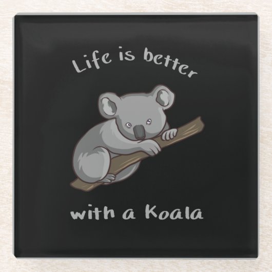 Het leven is beter met Koala Glazen Onderzetter (Voorkant)