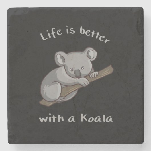 Het leven is beter met Koala Stenen Onderzetter (Voorkant)