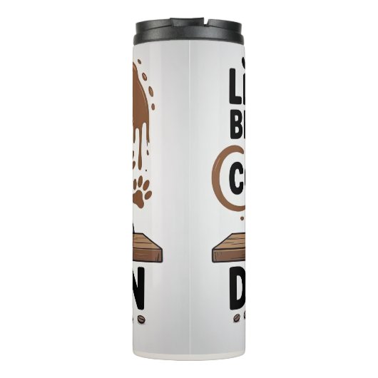 Het leven is beter met koffie en Doberman Thermosbeker (Achterkant)