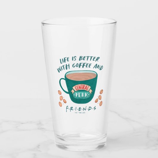 Het leven is beter met koffie en FRIENDS™ Glas (Voorkant)