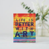 Het leven is beter met kunst- Rood Geel Abstracte  Briefkaart (Staand voorkant)