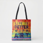 Het leven is beter met kunst- Sunny Yellow Abstrac Tote Bag (Voorkant)