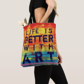 Het leven is beter met kunst- Sunny Yellow Abstrac Tote Bag (Dichtbij)