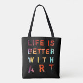 Het leven is beter met kunstkleurige tekst tote bag (Achterkant)