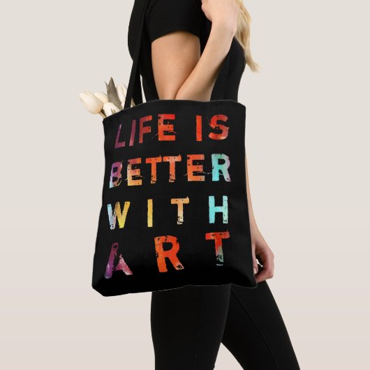 Het leven is beter met kunstkleurige tekst tote bag (Dichtbij)