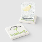 Het leven is beter met Margaritas Stenen Onderzetter (Zijkant)