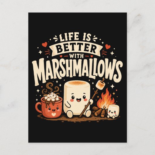 Het leven is beter met marshmallows briefkaart (Voorkant)