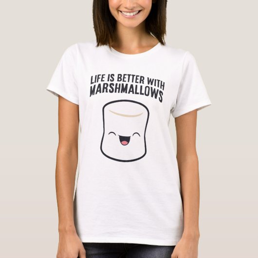 Het leven is beter met marshmallows, marshmallow t-shirt (Voorkant)