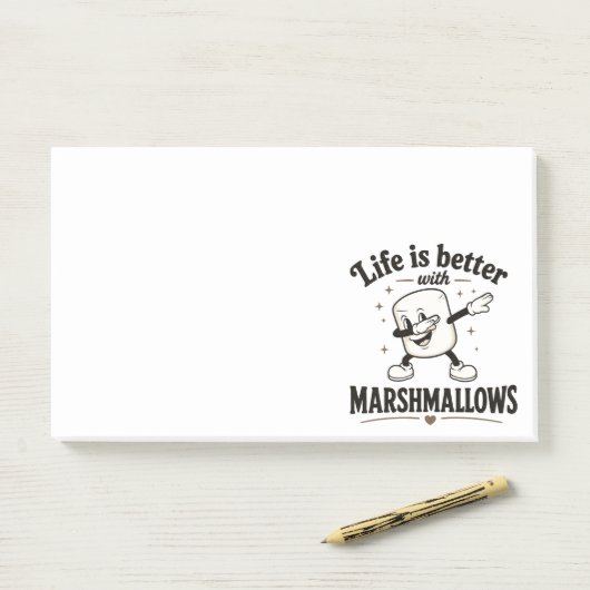 Het leven is beter met marshmallows post-it® notes (Op bureau)