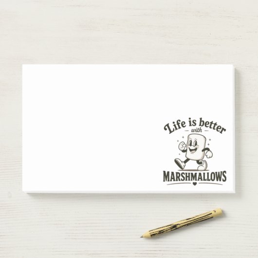 Het leven is beter met marshmallows post-it® notes (Op bureau)